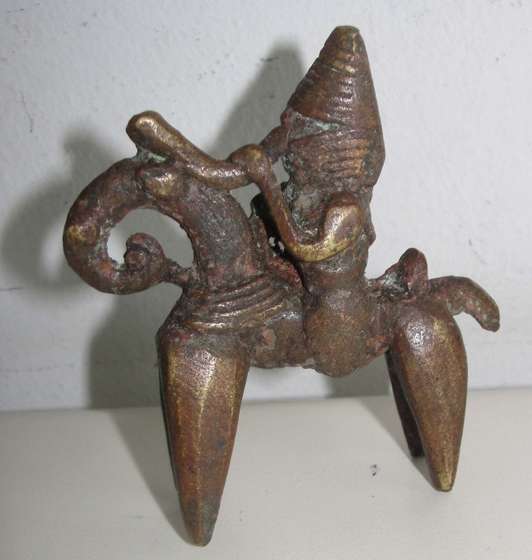 African Bronze Kotoko Horseride Horseman Passenger WARRIORS Sculpture Figurine