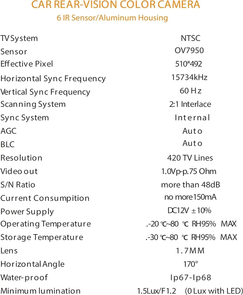 NIGHT VISION BY XO VISION HTC37 BACKUP COLORED WATER PROOF CAMERA PARKING GUIDE - Image 3 of 3