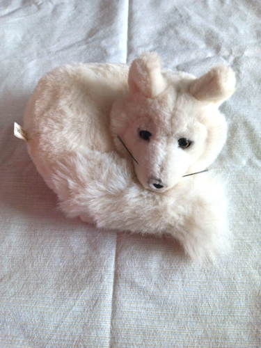 Vintage K&M International arctic white fox plush realistic laying down - Picture 1 of 6