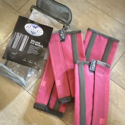 Professional s Choice Deluxe Fly Boots Mesh Pink Gray Trim Set of 4