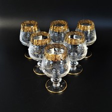 6 Vintage Cognacschwenker Goldrand Murano Medici handgefertigt ca. 13cm