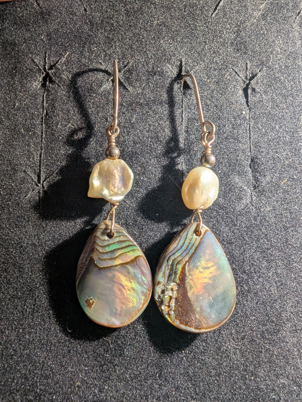Handmade Sterling Silver Abalone Shell Keshi Pear… - image 1