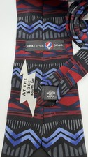 Grateful Dead “At The Edge” Gray Blue Red Abstract Pattern Silk Tie Made in USA