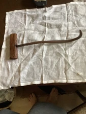 Vintage Antique Primitive Ice or Hay Hook Cast Iron With Wood Handle 13"