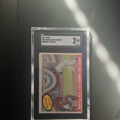 Topps 1959 Baseball Thrills Mickey Mantle #461 42nd Homer for Crown SGC 2