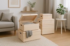 Large Wooden Box Storage Memory Keepsake Trunk Chest Craft Decoupage Lid Handle