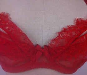 L'Agent By Agent Provocateur Red Ultra Sheer Seductive Underwired Bra Size 34 DD