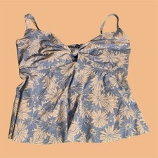 Time Tru NWT Blue White Daisy Mum Swim Top - Size XL 16/18