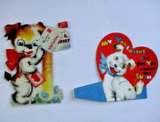 Lof of 2 MECHANICAL Vintage Valentines DOGS, PUPPIES, CARRINGTON, Mailbox