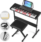MUSTAR 61 Key Piano Keyboard, Electric Piano Keyboard with Lighted up Keys, Lear