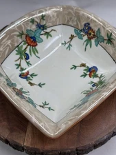 Vintage / Antique RS Germany Square Rounded Bowl Florals Porcelain Exceptional