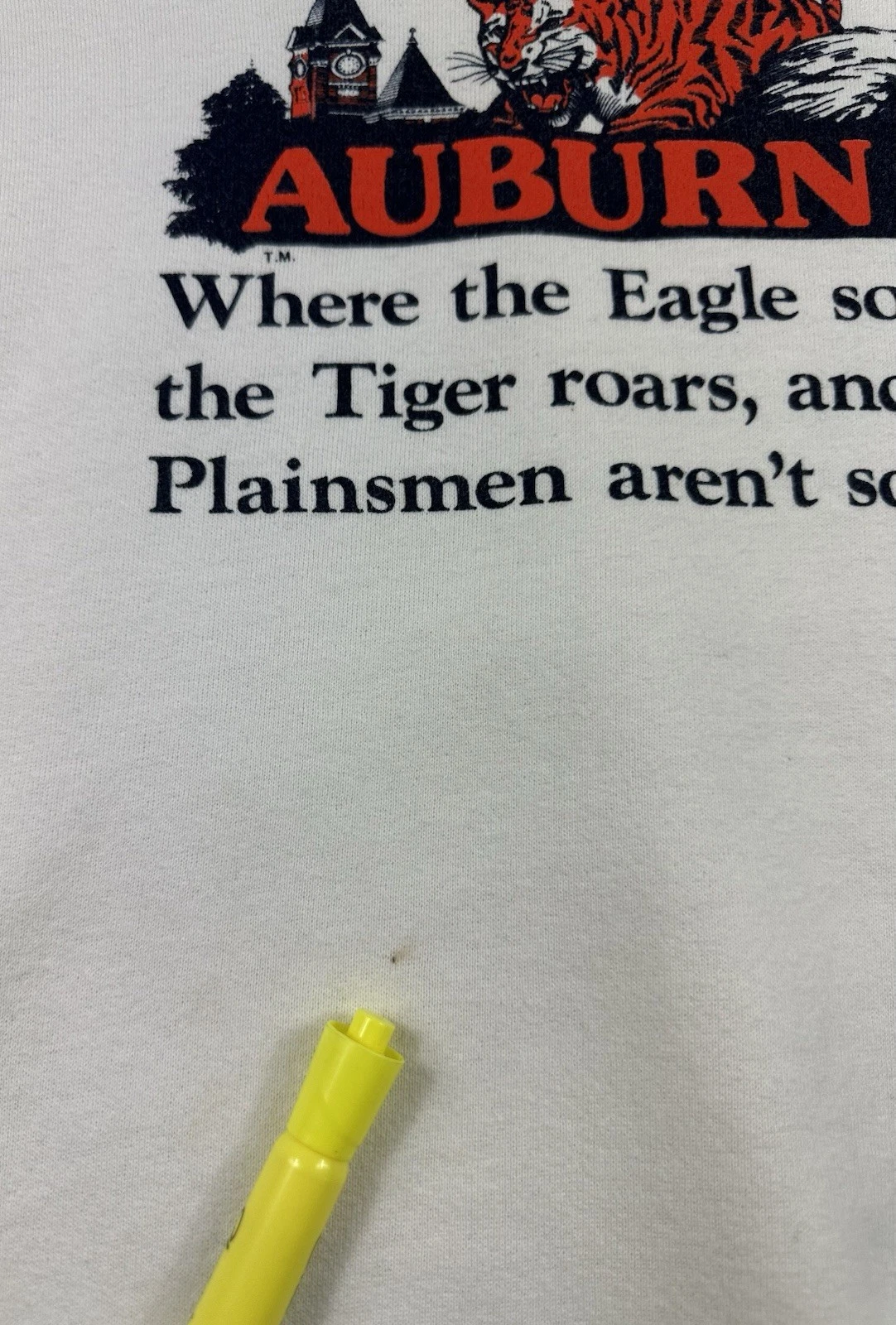 SUPREME Felpa vintage Auburn Tigers Alabama adatta maglione medio bianca NCAA 1996 anni 90