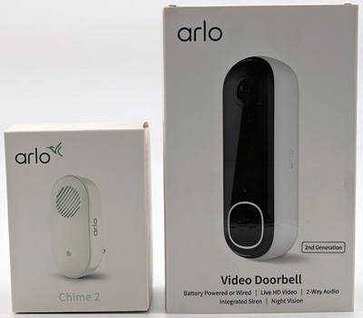 Arlo Video Doorbell HD 2nd Gen AVD3001 + Chime 2 AC2001 Bundle NEW SEALED 1080p
