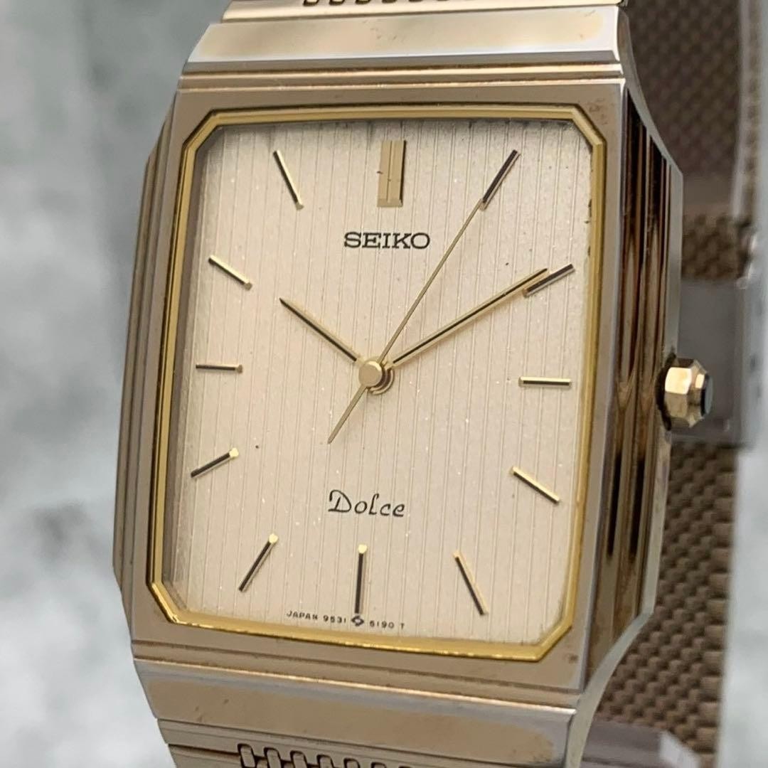 Seiko Dolce 9531-5160 Tungsten Sapphire Gold Dial Qua… - Gem