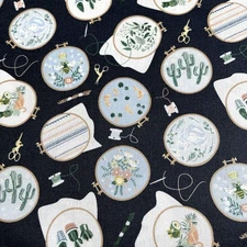 USA Cotton Dear Stella Embroidery Hoop Fabric Remnant 108×48cm