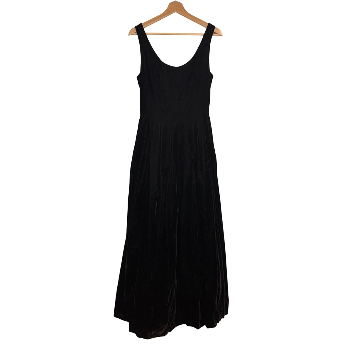abs evening dress A.B.S. Evening By Allen Schwartz Black Maxi Dress Gown Ruffled y2k 90s Sz 8