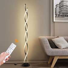 Image of LED Floor Lamp 55in Black Standing Light 3 Color Temp 5 Levels Remote Control