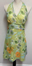 Vintage Y2K Byer Too! Green floral Chiffon Halter dress FAIRYCORE COQUETTE Sz 11