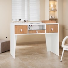 Manicure Table with Electric Dust Collector  2 Dust Bags,Nail Desk with Socket
