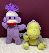 SOCK MONKEY HIS KNITTED MONKEY FRIEND PLUSH/STUFFED ANIMALS