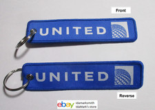 UNITED AIRLINES UA KEYCHAIN Airline Key Chain 5" x 1.25" Fabric Long Blue USA