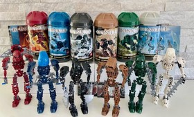 Bionicle Toa Metru Set of 6: 8601-8606 w/Mans, Cans, Kanoka Cards & Glitter Lids