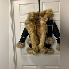 Jordan Craig Boys Denali faux Shearling Jacket w/ Faux Fur - Black and Tan Sz 6