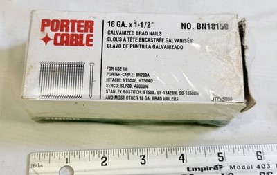 BN18150 Porter-Cable 18-Gauge 1-1/2'' GALVANIZED BRAD NAILS 5000 Pcs NIB