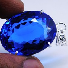 Certified 119.20 Ct Natural Blue Tanzanite Oval Cut Pendant Gemstone