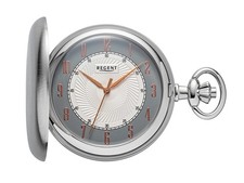 Moderne Regent P-728 Chrom Quartz Savonnette Taschenuhr mit Kette UVP* 89,90 EUR