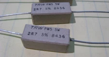 TRW PW5 Ceramic Cement 2.7 Ohm 5% 5W Resistors High Power 2R7 - NOS Qty 2