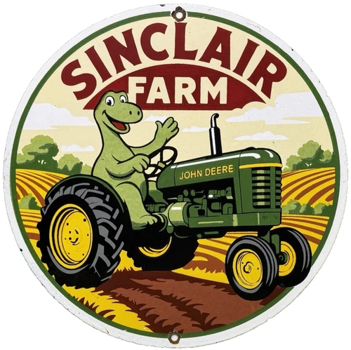 VINTAGE SINCLAIR GASOLINE PORCELAIN SIGN DEALERSHIP GAS STATION DINO MOTOR OIL