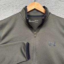 Under Armour Sweater Mens Medium Green 1/4 Zip Pullover Coldgear Mock Neck
