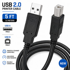 CBL USB 2.0 Printer Cable 5ft USB A to USB B Scanner Printer Cord New