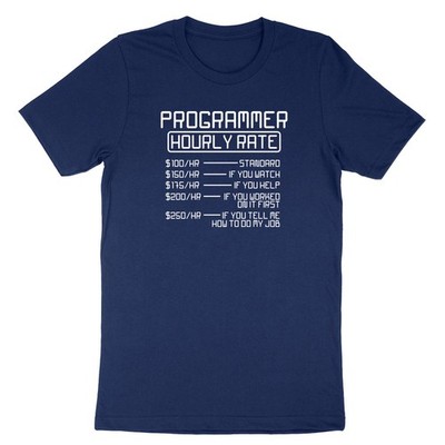 Programmer Hourly Rate T-shirt Funny Coder Programming Meme Quote Shirt Graphic