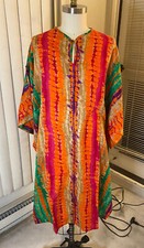 Kaftan Tie Dyed Boho Mumu Caftan Cotton Women Men Unisex Hippie Orange Green New