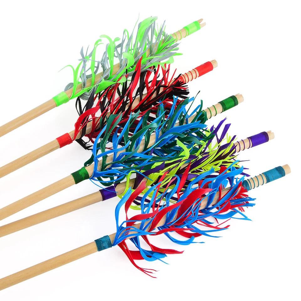 6pcs Wooden Arrows Flu-Flu Natural Feather Spiral Wrap 8.5mm Archery Bow Hunting - Image 4 of 4