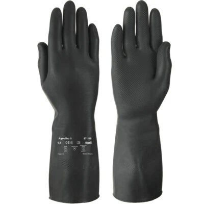 Ansell Alphatec 87-118/G17K Industrielle Schwer Schwarz Gummi Latex Handschuhe