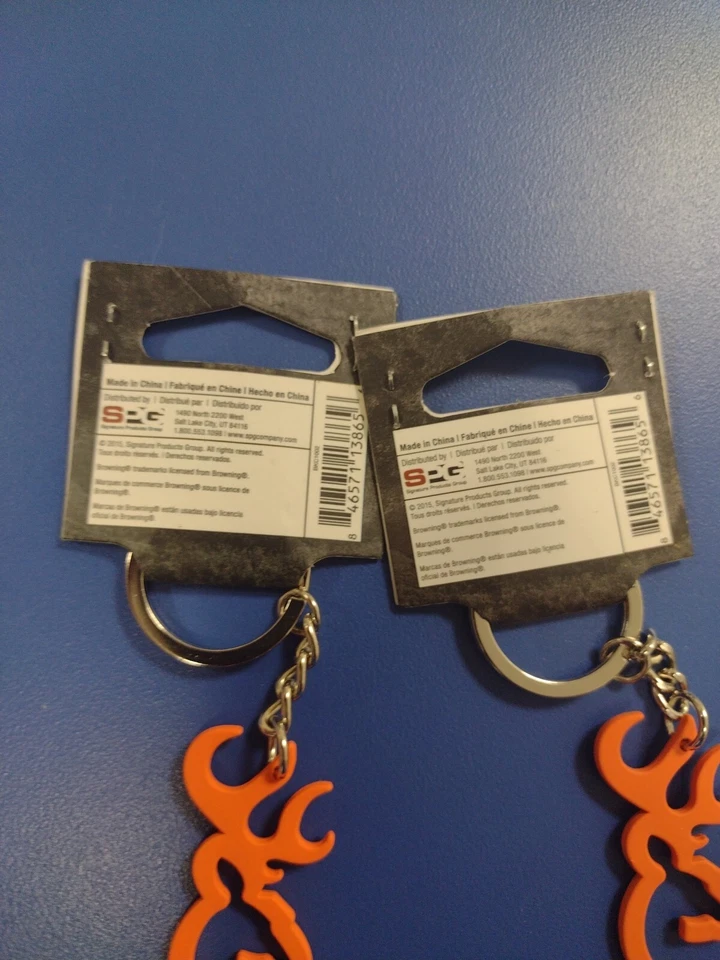 2 Llaveros Browning Naranja Ciervo Buckmark Logo Caza Aire Libre Camping Foto 3 de 4