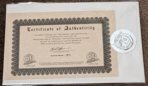 Princess Leia 1 Dynamic Forces VARIANT signed by Justin Ponsor 164/650 DF COA - Bild 2 von 2