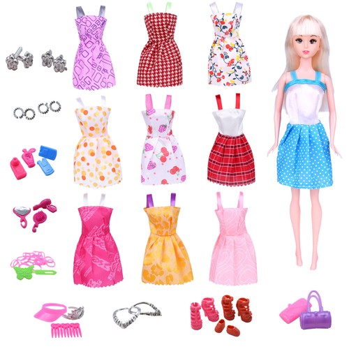 16 Teile kompatibel für Barbie Spielpuppe Party Kleider + 42 Teile Zubehör - Bild 1 von 8