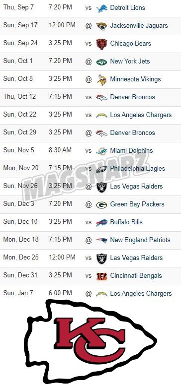 2020 Kansas City Chiefs Schedule