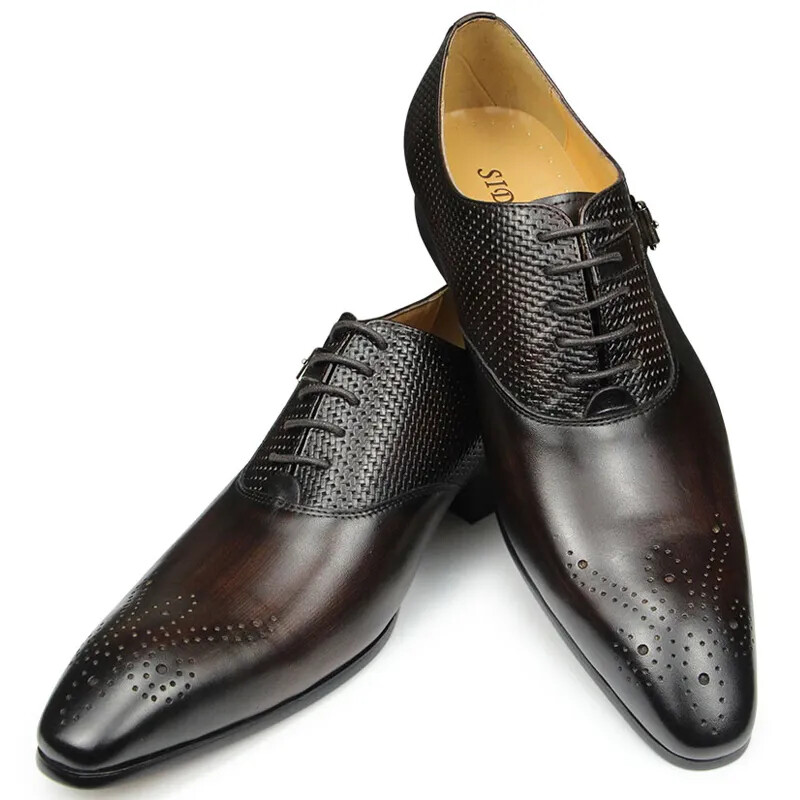 SAOLA Scarpe eleganti Oxford uomo business matrimonio nero verde caffè brogues