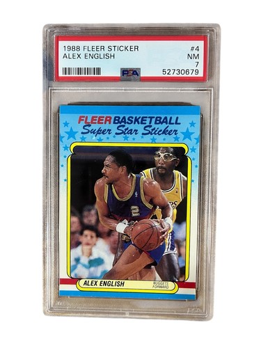 1988 FLEER STICKER ALEX ENGLISH DENVER NUGGETS #4 PSA 7 NM - 第 1/2 張圖片