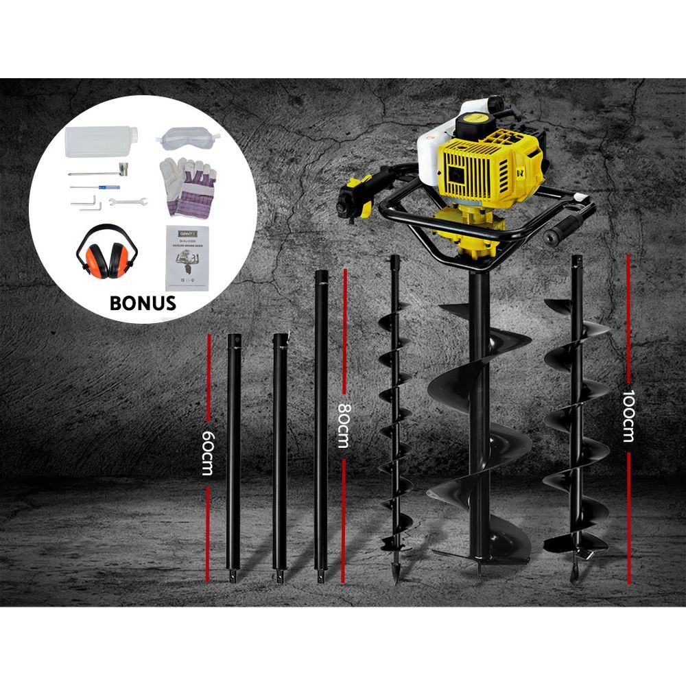 Giantz Post Hole Digger 92CC Petrol Auger Diggers Drill Borer Fence
