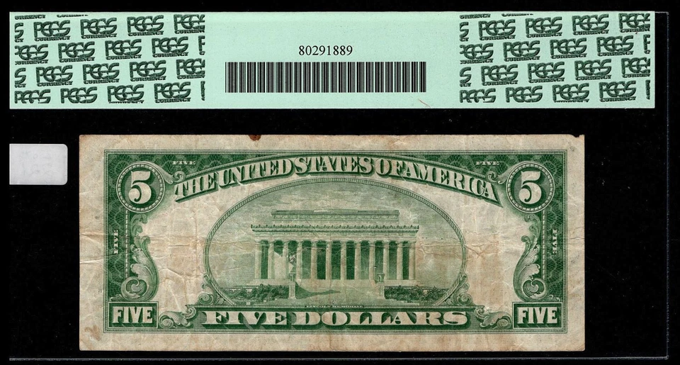 1929 $5 Fr. 1800-1 First National Bank in Wichita Kansas Charter #2782m PCGS 20 - Image 3 of 3