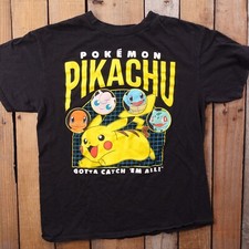 Pokemon Pikachu Gotta Catch Em All Black T-Shirt Kids Youth Size M