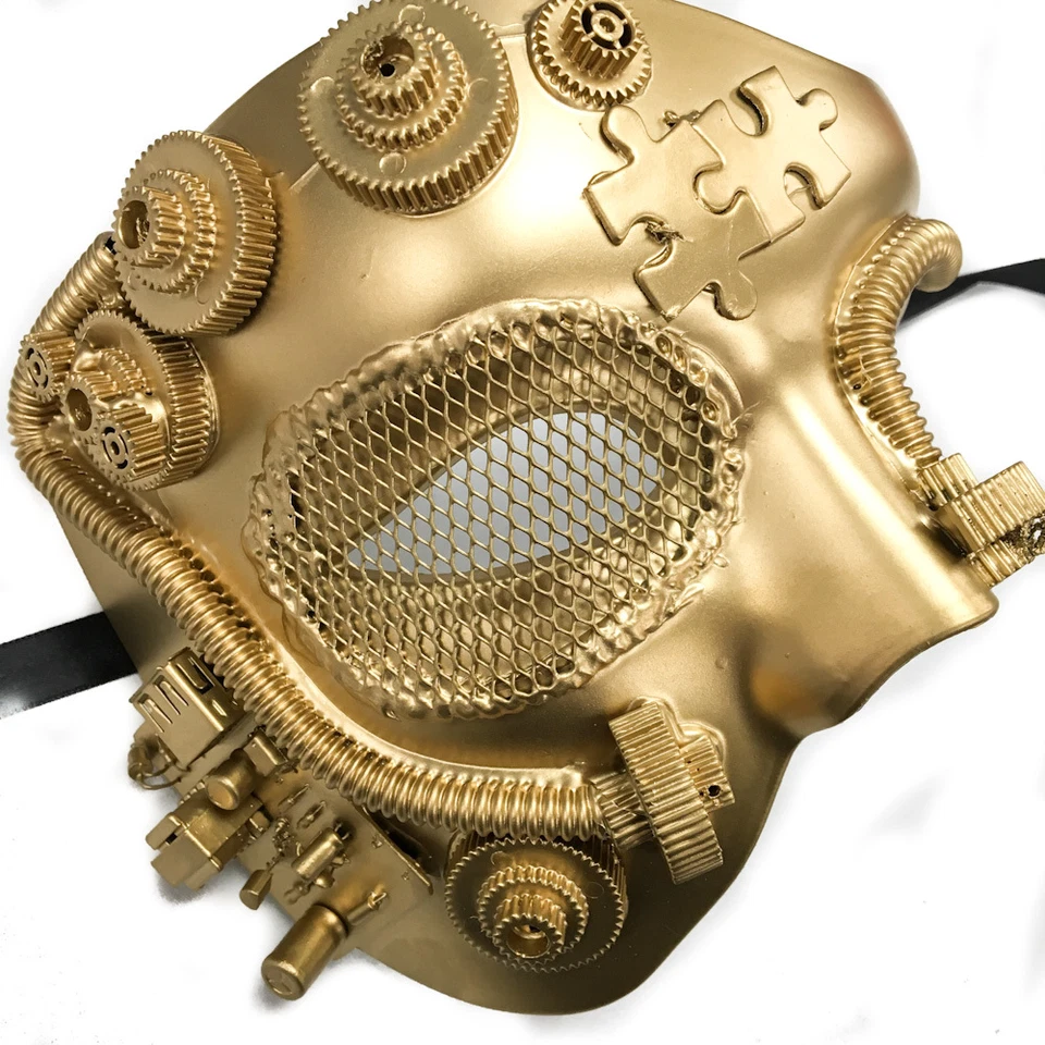 ALL Gold Steam Punk  Phatom Opera Theatre Mardi Gras Masquerade Mask! - Image 2 of 4
