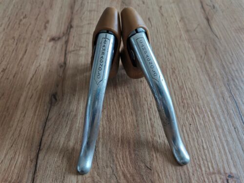 Vintage Campagnolo Nuovo Record brake levers not aero NOS hoods brown - Photo 1/12