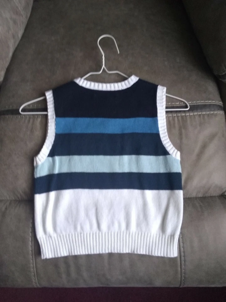 Chicos Nautica Pascua/Primavera Suéter Chaleco Talla 4 Azul Y Blanco. Excelente  Foto 3 de 3